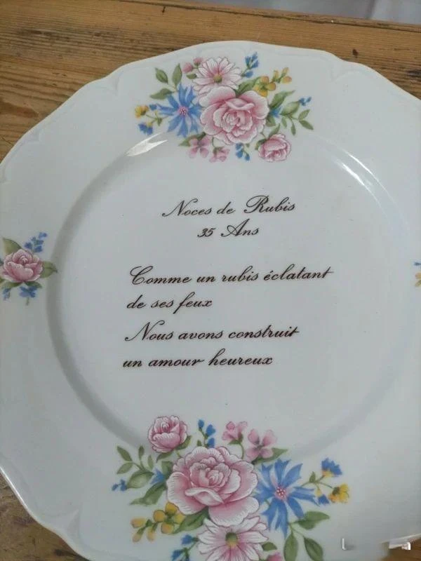Ruby wedding plate 35 years Limoges France – photo 2
